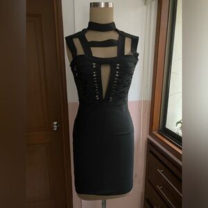 Black bandage dress with front cutout!